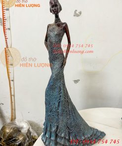 Tượng Bà Đầm Bằng Đồng Decor Châu Âu Cao 38cm