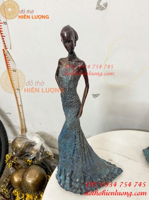 Tượng Bà Đầm Bằng Đồng Decor Châu Âu Cao 38cm