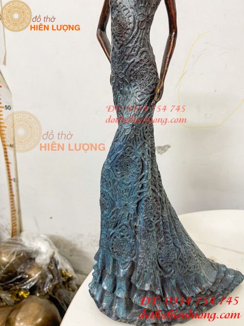 Tượng Bà Đầm Bằng Đồng Decor Châu Âu Cao 38cm