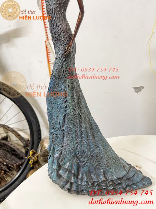 Tượng Bà Đầm Bằng Đồng Decor Châu Âu Cao 38cm