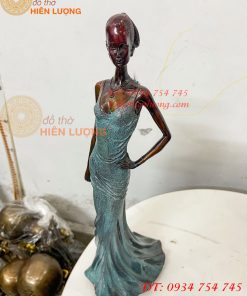 Tượng Bà Đầm Bằng Đồng Decor Châu Âu Cao 38cm