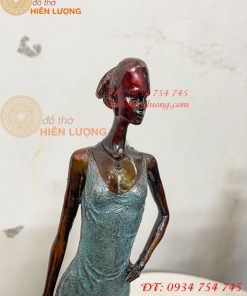 Tượng Bà Đầm Bằng Đồng Decor Châu Âu Cao 38cm