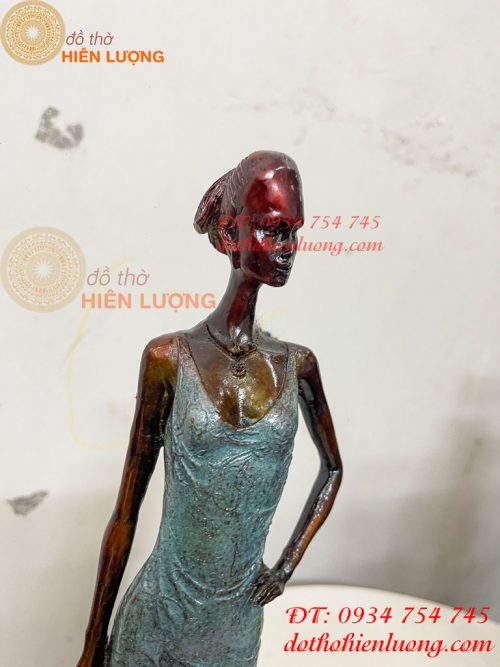 Tượng Bà Đầm Bằng Đồng Decor Châu Âu Cao 38cm