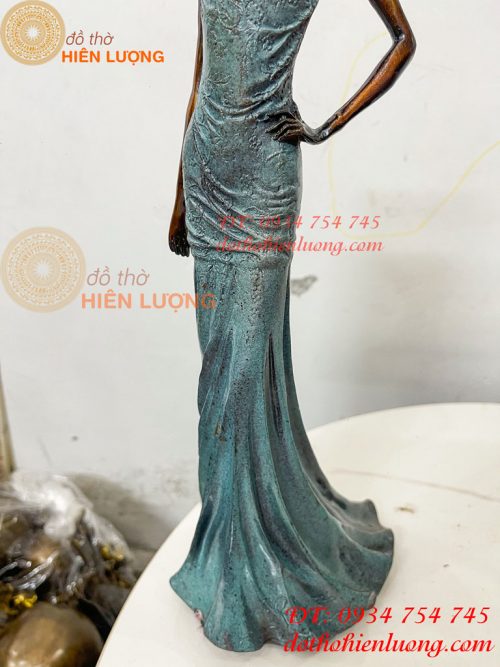 Tượng Bà Đầm Bằng Đồng Decor Châu Âu Cao 38cm