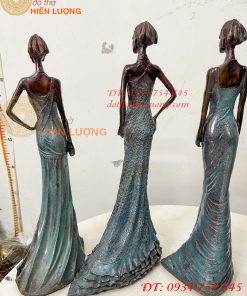 Tượng Bà Đầm Bằng Đồng Decor Châu Âu Cao 38cm