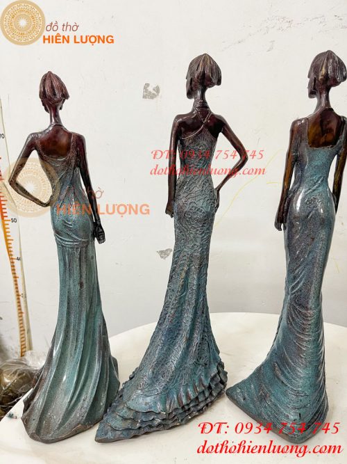 Tượng Bà Đầm Bằng Đồng Decor Châu Âu Cao 38cm