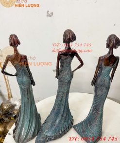 Tượng Bà Đầm Bằng Đồng Decor Châu Âu Cao 38cm