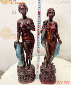 Tượng Thiếu Nữ Bằng Đồng Decor Châu Âu Cao 44cm