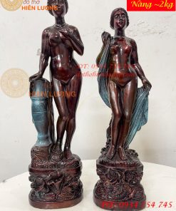 Tượng Thiếu Nữ Bằng Đồng Decor Châu Âu Cao 44cm