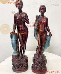 Tượng Thiếu Nữ Bằng Đồng Decor Châu Âu Cao 44cm