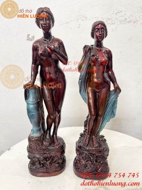 Tượng Thiếu Nữ Bằng Đồng Decor Châu Âu Cao 44cm
