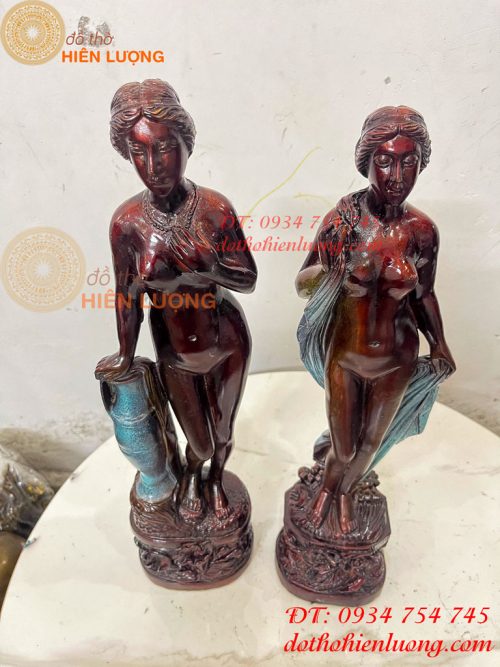 Tượng Thiếu Nữ Bằng Đồng Decor Châu Âu Cao 44cm