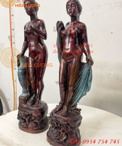 Tượng Thiếu Nữ Bằng Đồng Decor Châu Âu Cao 44cm