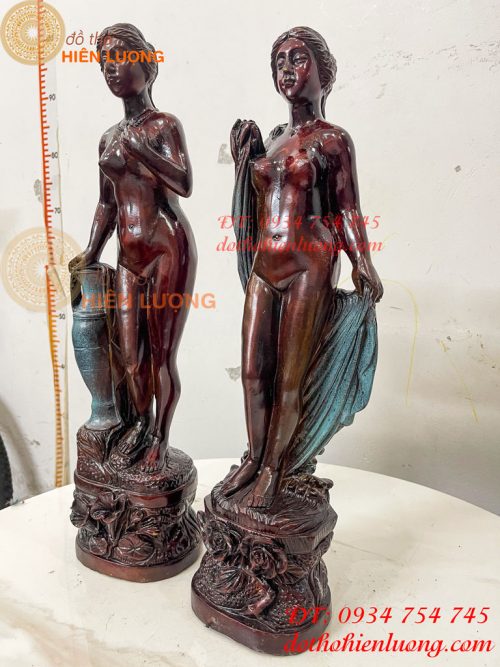 Tượng Thiếu Nữ Bằng Đồng Decor Châu Âu Cao 44cm