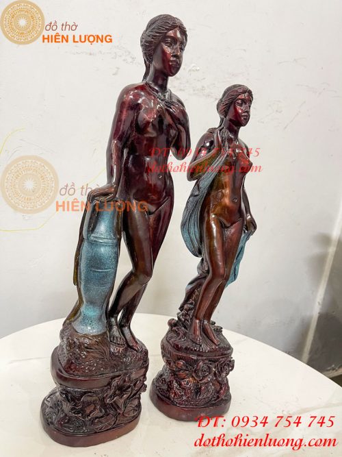 Tượng Thiếu Nữ Bằng Đồng Decor Châu Âu Cao 44cm