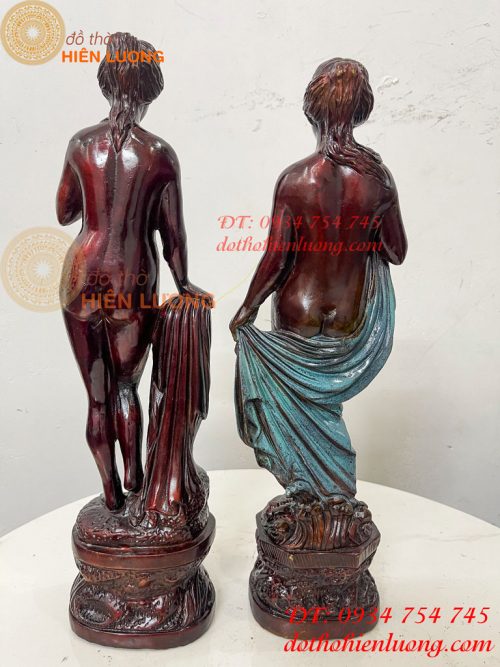 Tượng Thiếu Nữ Bằng Đồng Decor Châu Âu Cao 44cm