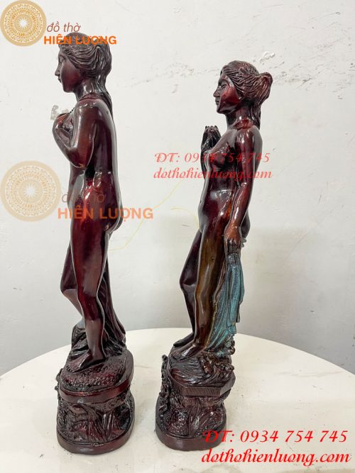 Tượng Thiếu Nữ Bằng Đồng Decor Châu Âu Cao 44cm