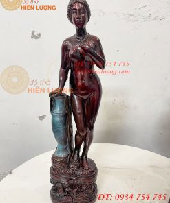 Tượng Thiếu Nữ Bằng Đồng Decor Châu Âu Cao 44cm