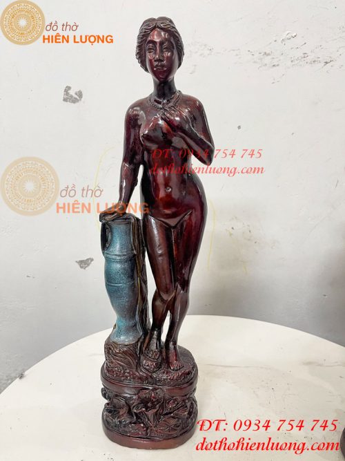 Tượng Thiếu Nữ Bằng Đồng Decor Châu Âu Cao 44cm