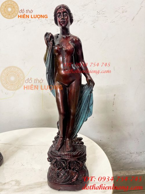 Tượng Thiếu Nữ Bằng Đồng Decor Châu Âu Cao 44cm
