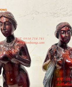 Tượng Thiếu Nữ Bằng Đồng Decor Châu Âu Cao 44cm