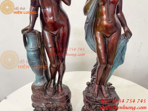Tượng Thiếu Nữ Bằng Đồng Decor Châu Âu Cao 44cm