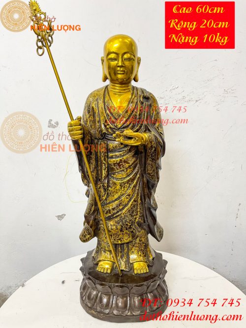 Tượng Địa Tạng Mục Kiền Liên Bằng Đồng Cao 60cm