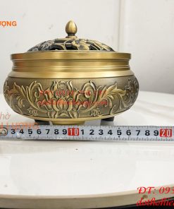 Lư Xông Trầm Hoa Sen Cỡ Đại Bằng Đồng ĐK 18cm