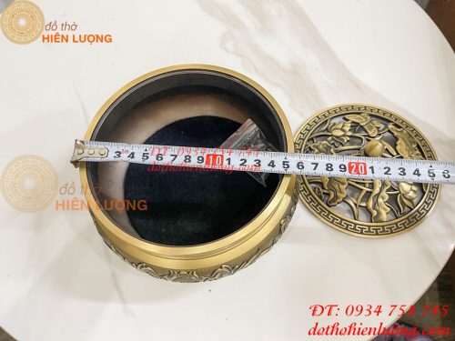 Lư Xông Trầm Hoa Sen Cỡ Đại Bằng Đồng ĐK 18cm