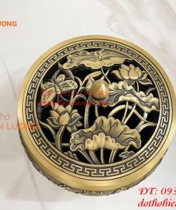 Lư Xông Trầm Hoa Sen Cỡ Đại Bằng Đồng ĐK 18cm