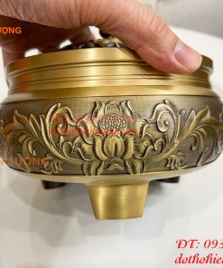 Lư Xông Trầm Hoa Sen Cỡ Đại Bằng Đồng ĐK 18cm