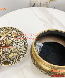 Lư Xông Trầm Hoa Sen Cỡ Đại Bằng Đồng ĐK 18cm