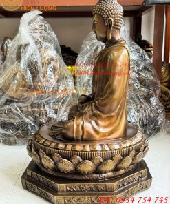 Tượng Thích Ca Ngồi Bệ Bát Giác Bằng Đồng Hun Cao 50cm