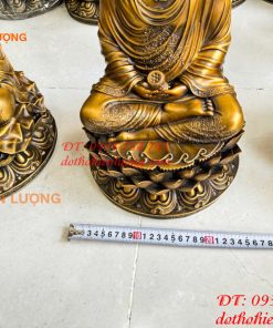 Bộ Tây Phương Tam Thánh Phật Ngồi Cao 45cm Bằng Đồng Hun