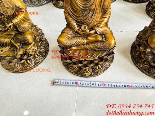 Bộ Tây Phương Tam Thánh Phật Ngồi Cao 45cm Bằng Đồng Hun