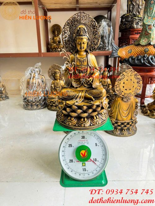 Bộ Tây Phương Tam Thánh Phật Ngồi Cao 45cm Bằng Đồng Hun