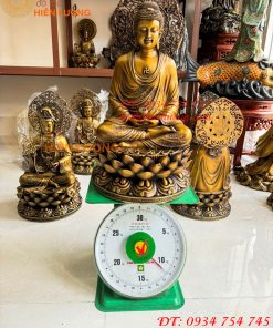 Bộ Tây Phương Tam Thánh Phật Ngồi Cao 45cm Bằng Đồng Hun