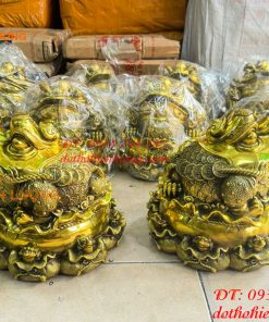 Tượng Thiềm Thừ Túi Tiền Bằng Đồng Cao 22cm