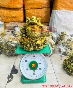 Tượng Thiềm Thừ Túi Tiền Bằng Đồng Cao 22cm