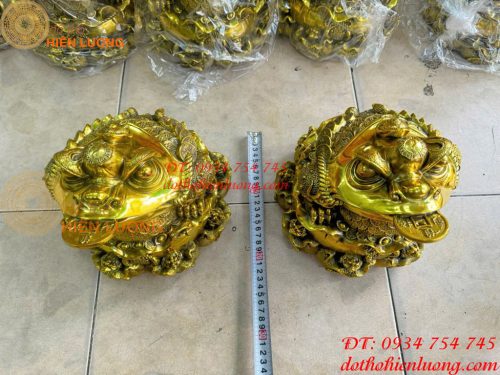 Tượng Thiềm Thừ Túi Tiền Bằng Đồng Cao 22cm