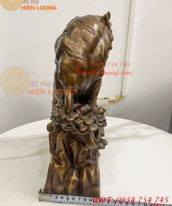 Tượng Hổ Đứng Bệ Đá Cây Tùng Bằng Đồng Hun Cao 32cm