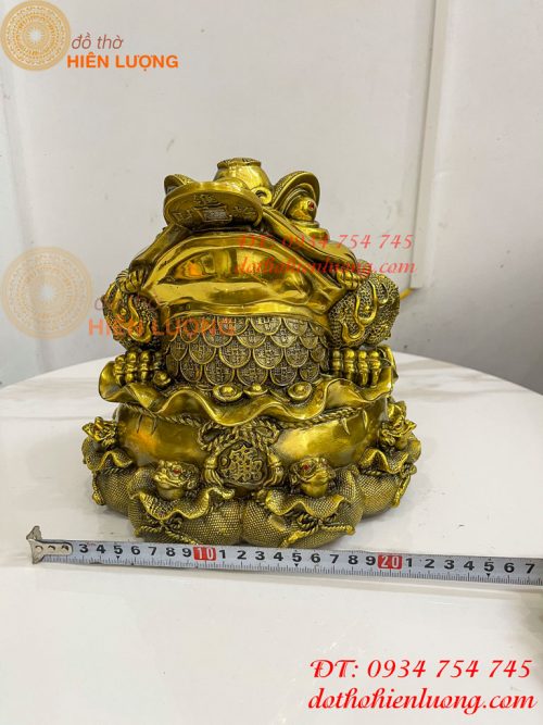 Tượng Cóc Thiềm Thừ Túi Tiền Bằng Đồng Cao 22cm