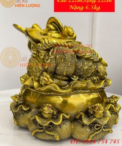 Tượng Cóc Thiềm Thừ Túi Tiền Bằng Đồng Cao 22cm
