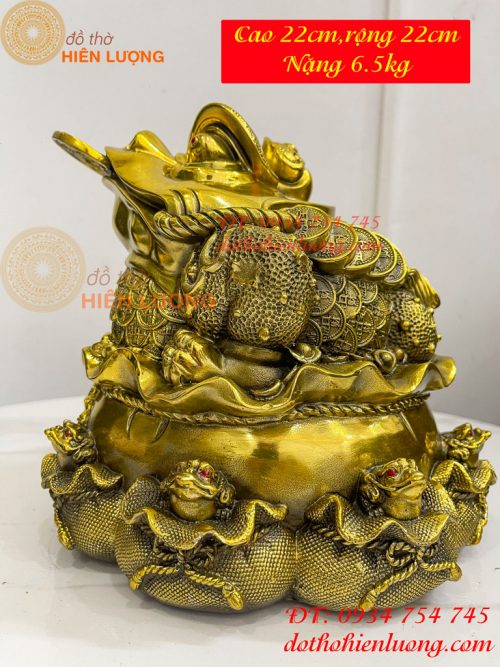 Tượng Cóc Thiềm Thừ Túi Tiền Bằng Đồng Cao 22cm