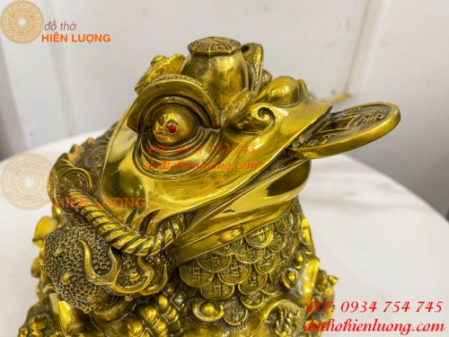 Tượng Cóc Thiềm Thừ Túi Tiền Bằng Đồng Cao 22cm
