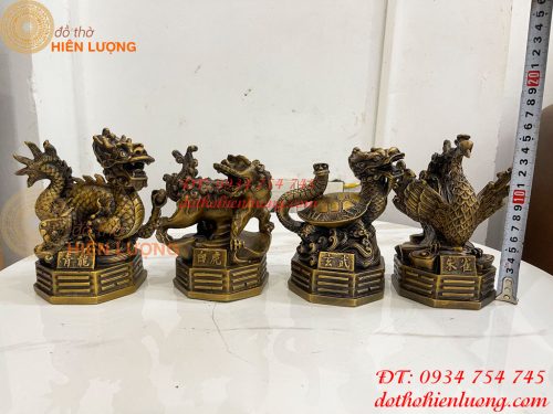 Bộ Tứ Linh Bằng Đồng Phong Thủy Cao 15cm