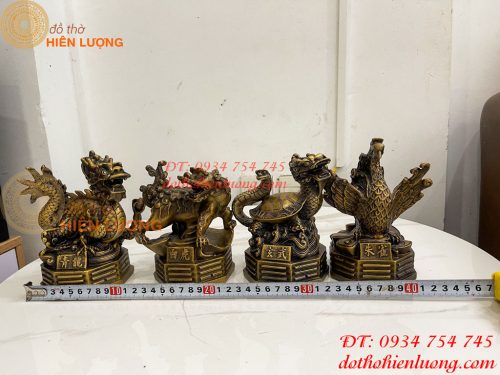 Bộ Tứ Linh Bằng Đồng Phong Thủy Cao 15cm