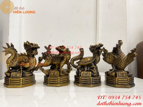 Bộ Tứ Linh Bằng Đồng Phong Thủy Cao 15cm