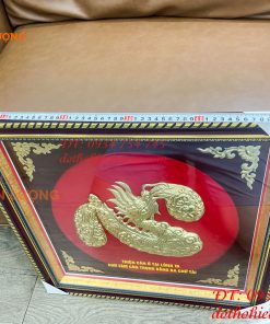 Tranh Chữ Tâm Rồng 60x60cm Bằng Đồng Treo Tường
