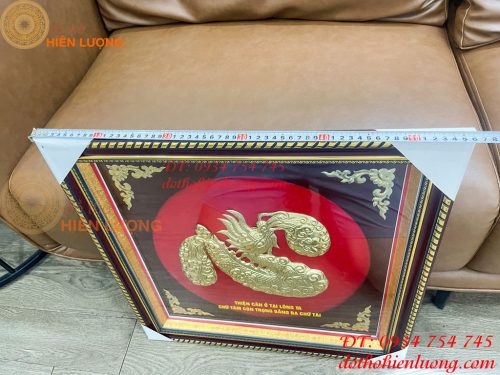 Tranh Chữ Tâm Rồng 60x60cm Bằng Đồng Treo Tường